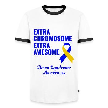 Jour du syndrome de Down chromosome supplémentaire extra génial - T-shirt contrasté Homme - blanc/noir - Devant - AI Model Female 172 light (172cm) & AI Model Male 178 dark (178cm)