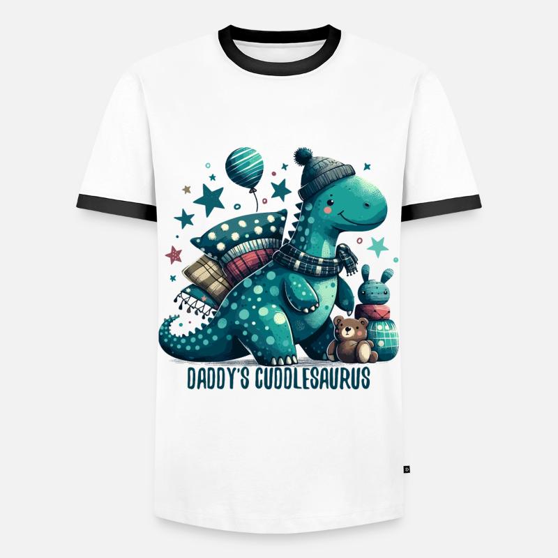 Daddy's Cuddlesaurus Cuddle Dinosaur Gift - Men's Ringer Shirt - white/black