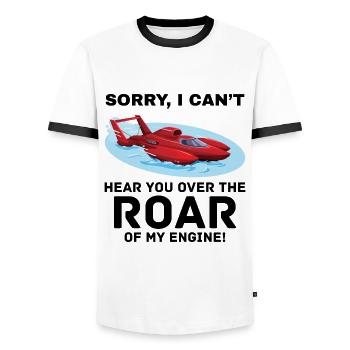 Wasserflugzeug Rennen Motor Brüllen Wassersport - Männer Kontrast-T-Shirt - Weiß/Schwarz - Vorne - AI Model Female 172 light (172cm) & AI Model Male 178 dark (178cm)