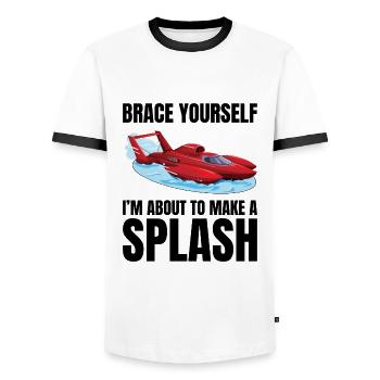 Splash Alert: Hydroplane Racing Fun Water Sport - Men's Ringer Shirt - white/black - Front - AI Model Female 172 light (172cm) & AI Model Male 178 dark (178cm)