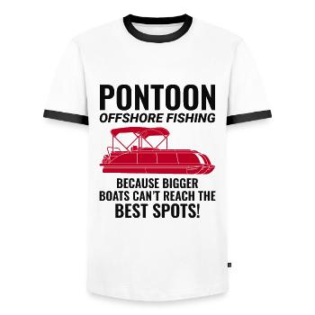 Ponton Bateau Moteur Navigation De Plaisance Hors Courte Pêche Drôle - T-shirt contrasté Homme - blanc/noir - Devant - AI Model Female 172 light (172cm) & AI Model Male 178 dark (178cm)