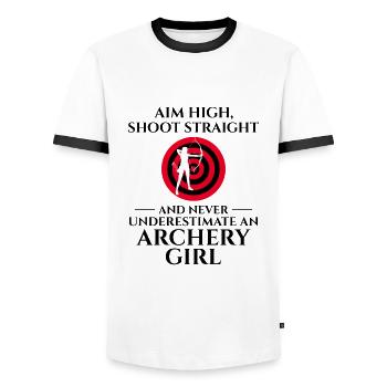 Archery Targets Archer Bullseye Shooting Sport - Men's Ringer Shirt - white/black - Front - AI Model Female 172 light (172cm) & AI Model Male 178 dark (178cm)