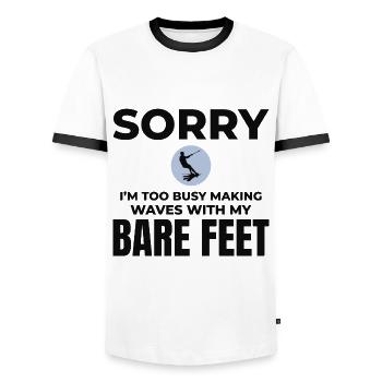Pieds nus Ski nautique Sports extrêmes Pieds nus - T-shirt contrasté Homme - blanc/noir - Devant - AI Model Female 172 light (172cm) & AI Model Male 178 dark (178cm)