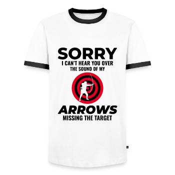 Archery Targets Archer Bullseye Shooting Sport - Men's Ringer Shirt - white/black - Front - AI Model Female 172 light (172cm) & AI Model Male 178 dark (178cm)