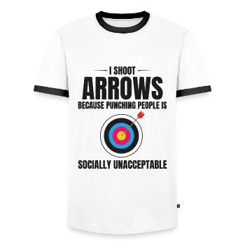 Archery Targets Archer Bullseye Shooting Sport - Men's Ringer Shirt - white/black - Front - AI Model Female 172 light (172cm) & AI Model Male 178 dark (178cm)