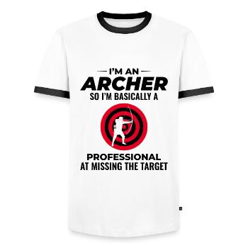 Archery Targets Archer Bullseye Shooting Sport - Men's Ringer Shirt - white/black - Front - AI Model Female 172 light (172cm) & AI Model Male 178 dark (178cm)