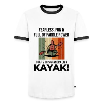 kayaking Gradpa Kayak Canoe Kayaker Funny - Men's Ringer Shirt - white/black - Front - AI Model Female 172 light (172cm) & AI Model Male 178 dark (178cm)