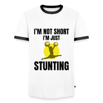 Pom-pom girl Cheerleading Girl Cheering Cheer Squad - T-shirt contrasté Homme - blanc/noir - Devant - AI Model Female 172 light (172cm) & AI Model Male 178 dark (178cm)
