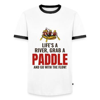 Rafting Team Raft Eau Vive Rafter Paddle Drôle - T-shirt contrasté Homme - blanc/noir - Devant - AI Model Female 172 light (172cm) & AI Model Male 178 dark (178cm)