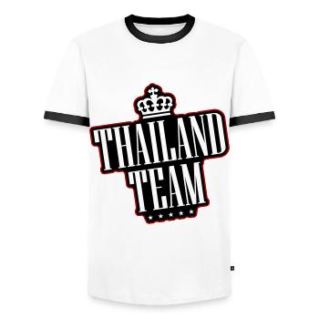 Thailand Team - Men's Ringer Shirt - white/black - Front - AI Model Female 172 light (172cm) & AI Model Male 178 dark (178cm)