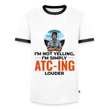 Contrôleur de la circulation aérienne ATC Aviation Humour Avion - T-shirt contrasté Homme - blanc/noir - Devant - AI Model Female 172 light (172cm) & AI Model Male 178 dark (178cm)