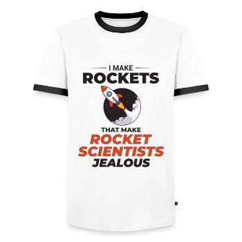 Aerospace Engineer Astronautical Rocket Scientist - Men's Ringer Shirt - white/black - Front - AI Model Female 172 light (172cm) & AI Model Male 178 dark (178cm)