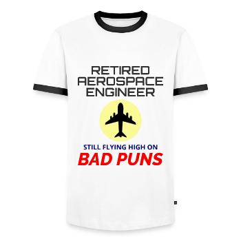 Retired Aerospace Engineer Flight Mechanics Plane - Men's Ringer Shirt - white/black - Front - AI Model Female 172 light (172cm) & AI Model Male 178 dark (178cm)