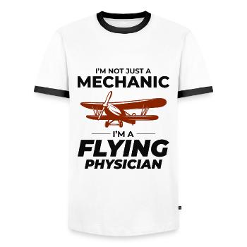 Aircraft Mechanic Aviation Maintenance Technician - Men's Ringer Shirt - white/black - Front - AI Model Female 172 light (172cm) & AI Model Male 178 dark (178cm)