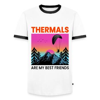Gleitschirm Pilot Gleitschirm Abenteuer Thermik - Männer Kontrast-T-Shirt - Weiß/Schwarz - Vorne - AI Model Female 172 light (172cm) & AI Model Male 178 dark (178cm)