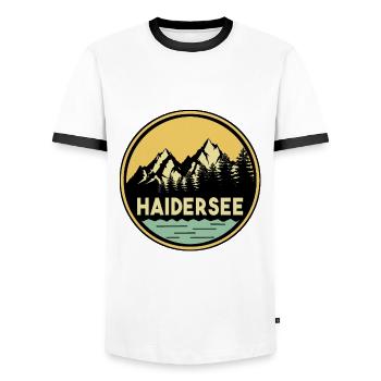Lac Haidersee - T-shirt contrasté Homme - blanc/noir - Devant - AI Model Female 172 light (172cm) & AI Model Male 178 dark (178cm)