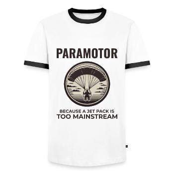 Paramotor Pilot Paramotoring Powered Paraglider - Men's Ringer Shirt - white/black - Front - AI Model Female 172 light (172cm) & AI Model Male 178 dark (178cm)