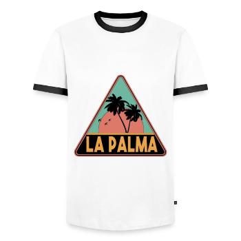 Triangle Palm Trees La Palma - Men's Ringer Shirt - white/black - Front - AI Model Female 172 light (172cm) & AI Model Male 178 dark (178cm)