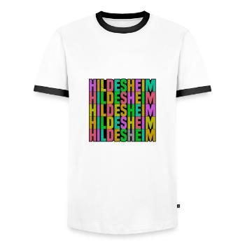 Hildesheim - Männer Kontrast-T-Shirt - Weiß/Schwarz - Vorne - AI Model Female 172 light (172cm) & AI Model Male 178 dark (178cm)
