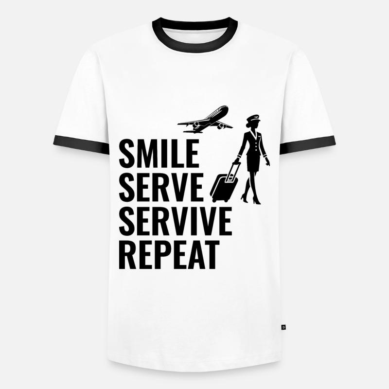 Flugbegleiter Flugpersonal - Männer Kontrast-T-Shirt - Weiß/Schwarz