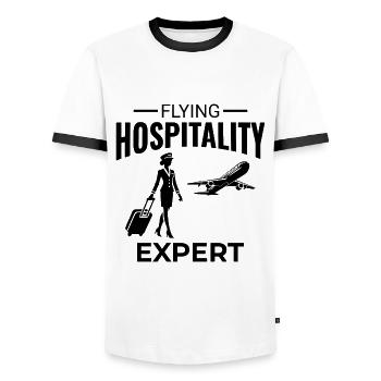 Flight Attendant Aviation Cabin Crew Air Hostess - Men's Ringer Shirt - white/black - Front - AI Model Female 172 light (172cm) & AI Model Male 178 dark (178cm)