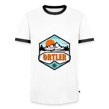 Ortler Tyrol du Sud Dolomites Sports d’hiver - T-shirt contrasté Homme - blanc/noir - Devant - AI Model Female 172 light (172cm) & AI Model Male 178 dark (178cm)