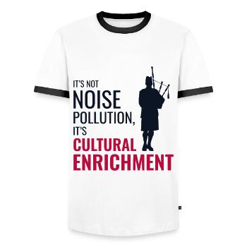 Dudelsackspieler Instrument Schottisch Schottland Musik - Männer Kontrast-T-Shirt - Weiß/Schwarz - Vorne - AI Model Female 172 light (172cm) & AI Model Male 178 dark (178cm)