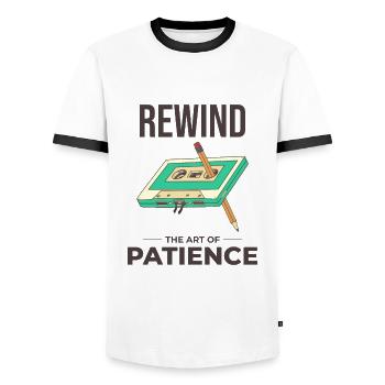 Cassette Bobinage Des Années 80 Nostalgie Rétro Années 1980 - T-shirt contrasté Homme - blanc/noir - Devant - AI Model Female 172 light (172cm) & AI Model Male 178 dark (178cm)