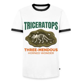 Triceratops Dinosaurier Dino Paläontologie Fossil - Männer Kontrast-T-Shirt - Weiß/Schwarz - Vorne - AI Model Female 172 light (172cm) & AI Model Male 178 dark (178cm)