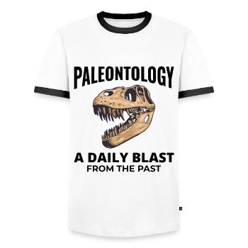Fossil Hunting Paleontology Dinosaur Prehistoric - Men's Ringer Shirt - white/black - Front - AI Model Female 172 light (172cm) & AI Model Male 178 dark (178cm)