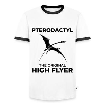 Pterodactyl Dinosaur Fossil Hunting Paleontology - Men's Ringer Shirt - white/black - Front - AI Model Female 172 light (172cm) & AI Model Male 178 dark (178cm)