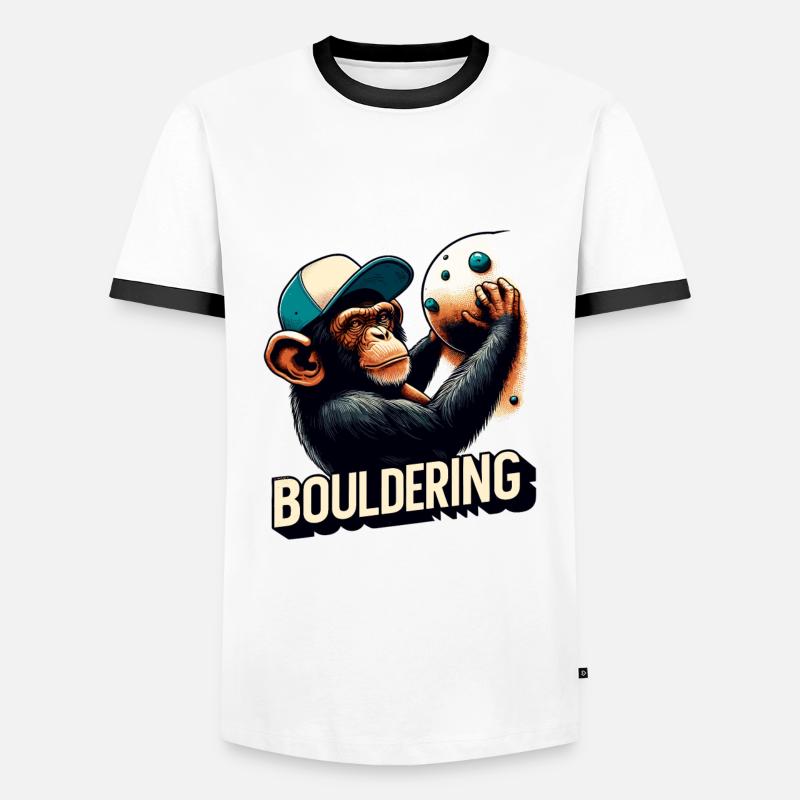Bouldering Chimpanzee Climbing Gift - Men's Ringer Shirt - white/black