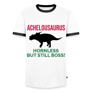 Achelousaurus Dinosaurier Dino Paläontologe Fossil - Männer Kontrast-T-Shirt - Weiß/Schwarz - Vorne - AI Model Female 172 light (172cm) & AI Model Male 178 dark (178cm)