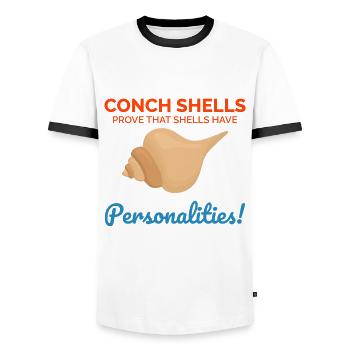 Conch Seashells Collector Beachcomber Sea Shell - Men's Ringer Shirt - white/black - Front - AI Model Female 172 light (172cm) & AI Model Male 178 dark (178cm)