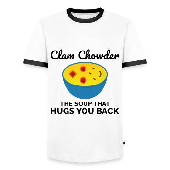 Muschelsuppe Schalentiere urkomische Meeresfrüchtesuppe - Männer Kontrast-T-Shirt - Weiß/Schwarz - Vorne - AI Model Female 172 light (172cm) & AI Model Male 178 dark (178cm)