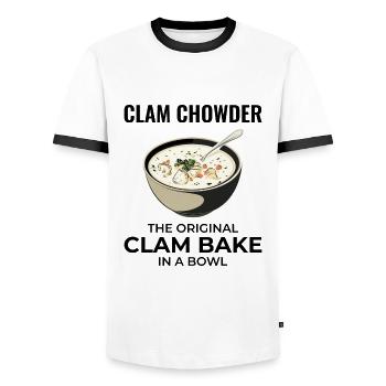 Muschelsuppe Schalentiere urkomische Meeresfrüchtesuppe - Männer Kontrast-T-Shirt - Weiß/Schwarz - Vorne - AI Model Female 172 light (172cm) & AI Model Male 178 dark (178cm)