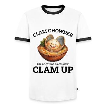 Muschelsuppe Schalentiere urkomische Meeresfrüchtesuppe - Männer Kontrast-T-Shirt - Weiß/Schwarz - Vorne - AI Model Female 172 light (172cm) & AI Model Male 178 dark (178cm)