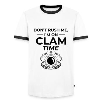Clam Shell Seashells Collector Beachcomber Beach - Men's Ringer Shirt - white/black - Front - AI Model Female 172 light (172cm) & AI Model Male 178 dark (178cm)