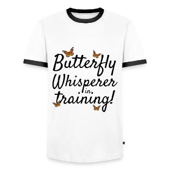 papillons papillons collectionneur d’insectes Entomologie - T-shirt contrasté Homme - blanc/noir - Devant - AI Model Female 172 light (172cm) & AI Model Male 178 dark (178cm)