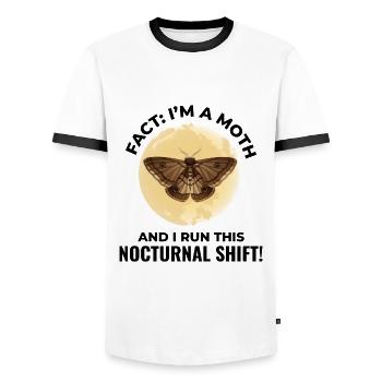 Moth Nocturnal Animal Insect Collector Entomology - Men's Ringer Shirt - white/black - Front - AI Model Female 172 light (172cm) & AI Model Male 178 dark (178cm)