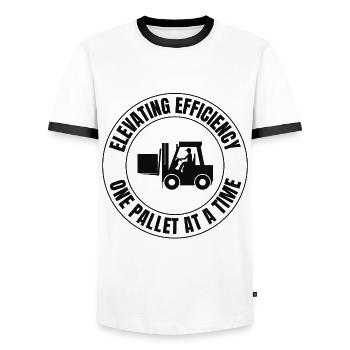 Conducteur de chariot élévateur Conducteur d’équipement lourd Drôle - T-shirt contrasté Homme - blanc/noir - Devant - AI Model Female 172 light (172cm) & AI Model Male 178 dark (178cm)