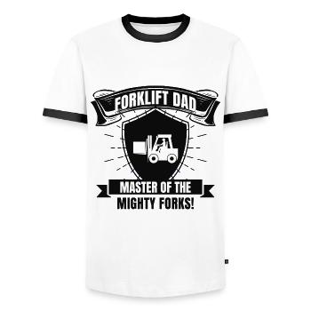 Chariot élévateur Papa Conducteur d’équipement lourd Fête des pères - T-shirt contrasté Homme - blanc/noir - Devant - AI Model Female 172 light (172cm) & AI Model Male 178 dark (178cm)