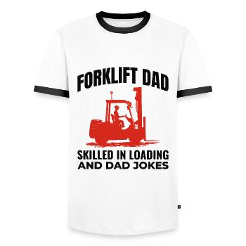 Conducteur de chariot élévateur Papa Conducteur d’équipement lourd Drôle - T-shirt contrasté Homme - blanc/noir - Devant - AI Model Female 172 light (172cm) & AI Model Male 178 dark (178cm)