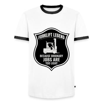 Conducteur de chariot élévateur Conducteur d’équipement lourd Drôle - T-shirt contrasté Homme - blanc/noir - Devant - AI Model Female 172 light (172cm) & AI Model Male 178 dark (178cm)