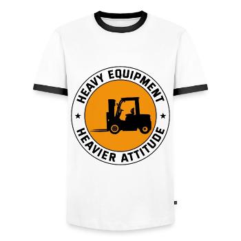 Conducteur de chariot élévateur Conducteur d’équipement lourd Drôle - T-shirt contrasté Homme - blanc/noir - Devant - AI Model Female 172 light (172cm) & AI Model Male 178 dark (178cm)