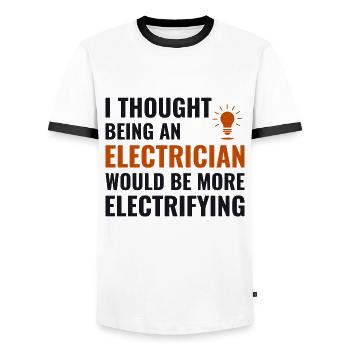 Electrician Humor Electrical Technician Engineer - Men's Ringer Shirt - white/black - Front - AI Model Female 172 light (172cm) & AI Model Male 178 dark (178cm)