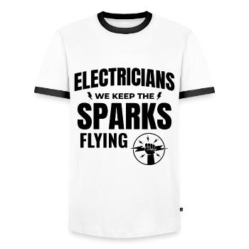 Electrician Humor Electrical Technician Engineer - Men's Ringer Shirt - white/black - Front - AI Model Female 172 light (172cm) & AI Model Male 178 dark (178cm)