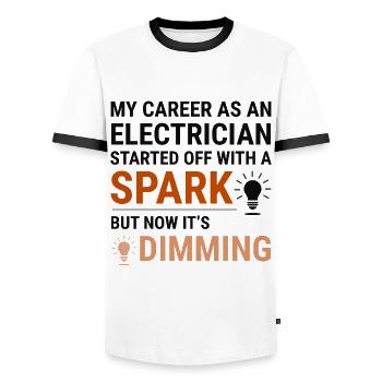 Electrician Humor Electrical Technician Engineer - Men's Ringer Shirt - white/black - Front - AI Model Female 172 light (172cm) & AI Model Male 178 dark (178cm)