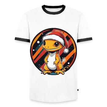 Lizard Christmas X-Mas - Men's Ringer Shirt - white/black - Front - AI Model Female 172 light (172cm) & AI Model Male 178 dark (178cm)