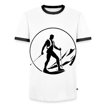 Nordic Walking Sports - Men's Ringer Shirt - white/black - Front - AI Model Female 172 light (172cm) & AI Model Male 178 dark (178cm)